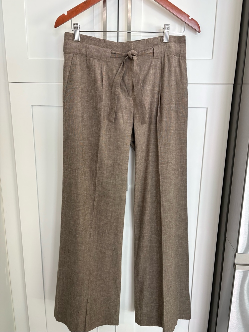BCBGMaxAzria Wide-Leg Tie-Waist Pants — Brown